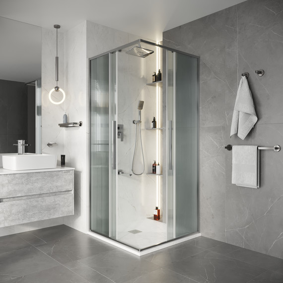 Душевое ограждение Niagara Nova 80x80 см NG-4622-34, хром/матовое/рифленое - 3 Душевое ограждение Niagara Nova 80x80 см NG-4622-34, хром/матовое/рифленое фото 3