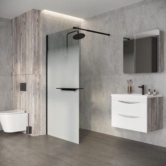 Душевая перегородка Niagara Nova 90 см NG-582-90BLACK, чёрный матовый/матовое фото 