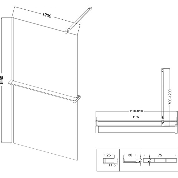 Душевая перегородка Niagara Nova 120 см NG-670-12ВLACK, чёрный матовый/прозрачное фото 13