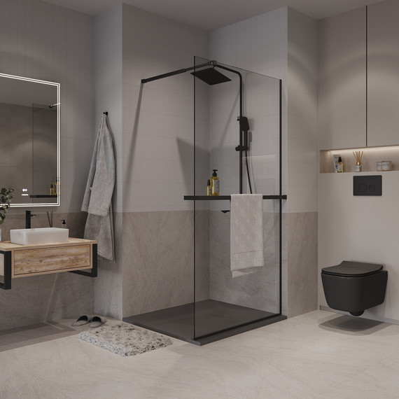 Душевая перегородка Niagara Nova 120 см NG-670-12ВLACK, чёрный матовый/прозрачное фото 4