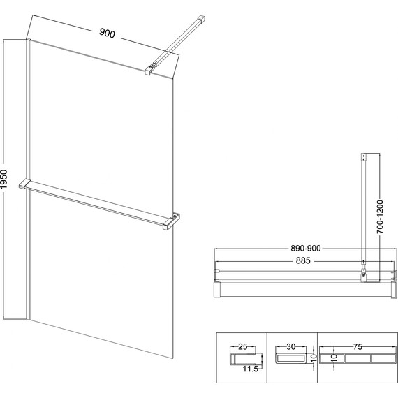 Душевая перегородка Niagara Nova 90 см NG-670-90ВLACK, чёрный матовый/прозрачное фото 13