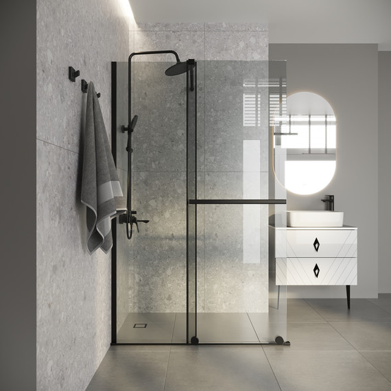 Душевая перегородка Niagara Nova 100 см NG-671-10BLACK, чёрный матовый/прозрачное фото 3