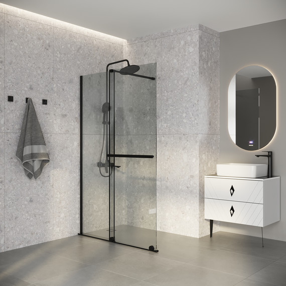 Душевая перегородка Niagara Nova 120 см NG-671-12BLACK, чёрный матовый/прозрачное фото 4