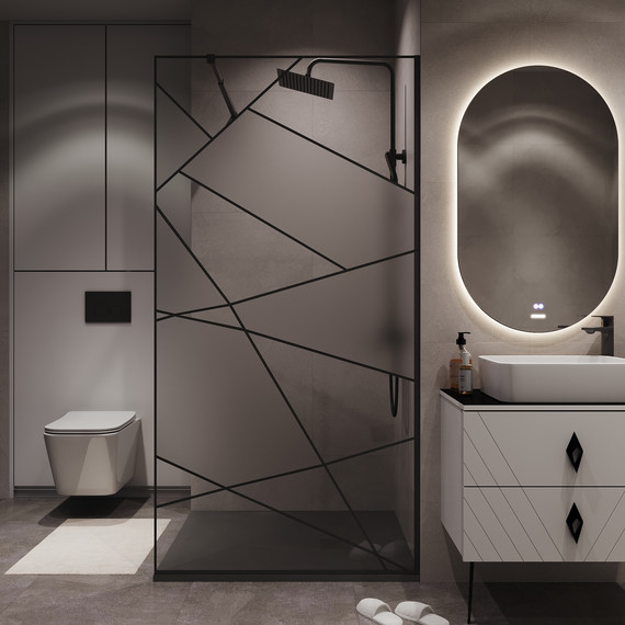 Душевая перегородка Niagara Nova 120 см NG-680-12BLACK, чёрный матовый/узор фото 3