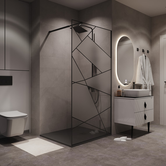 Душевая перегородка Niagara Nova 100 см NG-680-10BLACK, чёрный матовый/узор фото 4