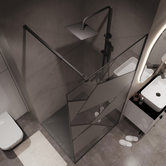 Душевая перегородка Niagara Nova 100 см NG-680-10BLACK, чёрный матовый/узор фото 5