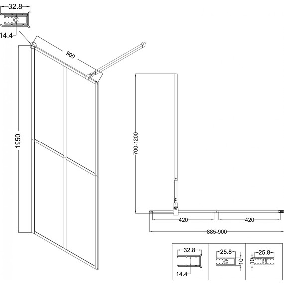 Душевая перегородка Niagara Nova 90 см NG-686-90BLACK, чёрный матовый/прозрачное фото 11