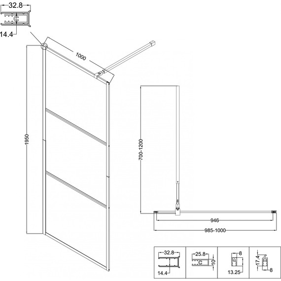 Душевая перегородка Niagara Nova 100 см NG-688-10BLACK, чёрный матовый/прозрачное фото 10
