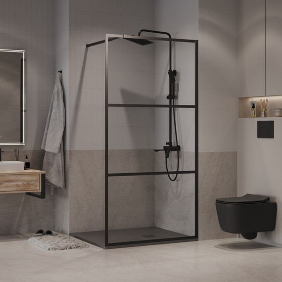 Душевая перегородка Niagara Nova 90 см NG-688-90BLACK, чёрный матовый/прозрачное фото 