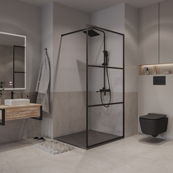 Душевая перегородка Niagara Nova 90 см NG-688-90BLACK, чёрный матовый/прозрачное фото 4