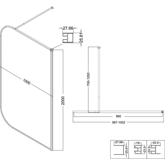 Душевая перегородка Niagara Nova 100 см NG-689-10TBLACK, чёрный матовый/тонированное фото 10