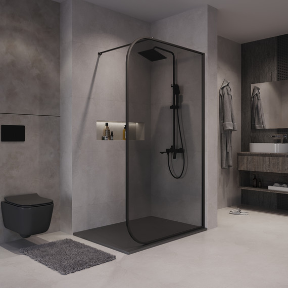 Душевая перегородка Niagara Nova 90 см NG-689-90TBLACK, чёрный матовый/тонированное фото 4