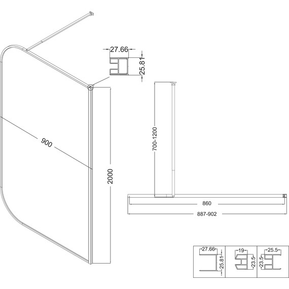 Душевая перегородка Niagara Nova 90 см NG-689-90TBLACK, чёрный матовый/тонированное фото 10