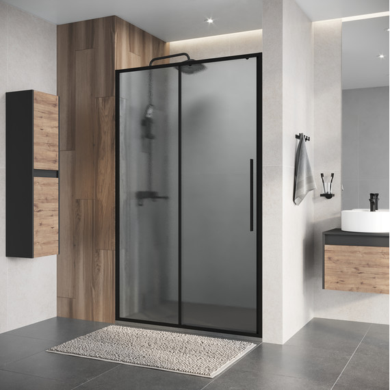 Душевая дверь Niagara Nova 120 см NG-84-L12CHB, чёрный матовый/шиншилла фото 