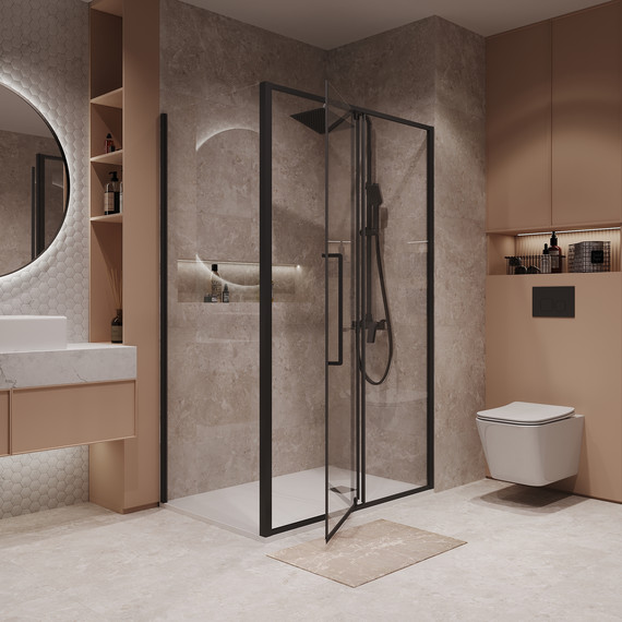 Душевое ограждение Niagara Nova 120x100 см NG-85-12AB-A100B-34, чёрный матовый/прозрачное фото 3