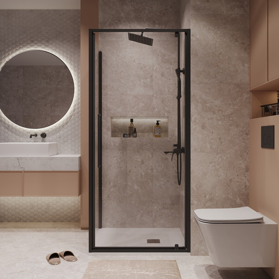 Душевое ограждение Niagara Nova 90x100 см NG-85-9AB-A100B-34, чёрный матовый/прозрачное - 4 Душевое ограждение Niagara Nova 90x100 см NG-85-9AB-A100B-34, чёрный матовый/прозрачное фото 4