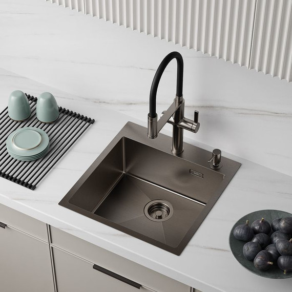 Кухонная мойка Iddis Haze HAZ49GMi77, графит матовый фото 3