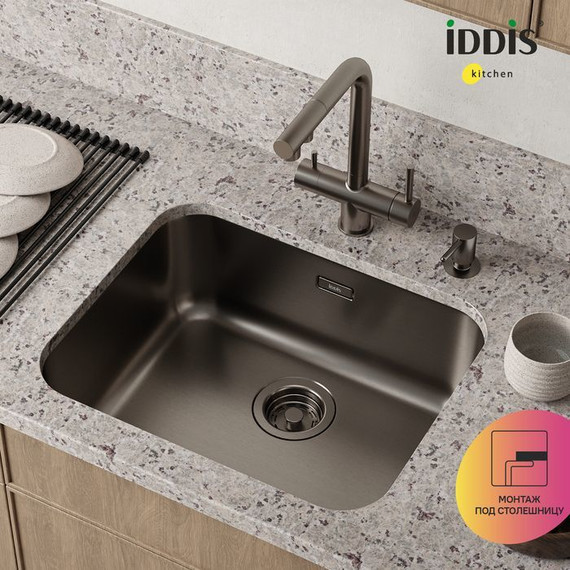 Кухонная мойка Iddis Mate MAT53GMi77, графит матовый фото 4