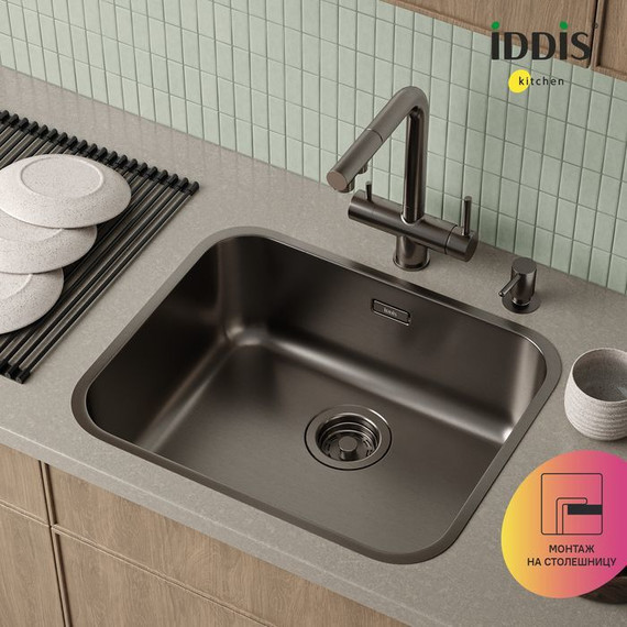 Кухонная мойка Iddis Mate MAT53GMi77, графит матовый фото 5