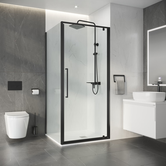 Душевое ограждение Niagara Nova 100x80 см NG-35-10AGR-A80GR-34, графит матовый/прозрачное фото 