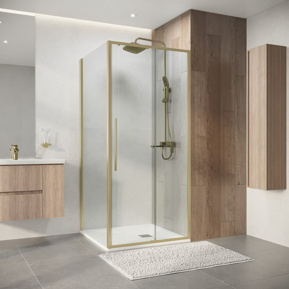 Душевое ограждение Niagara Nova 90x90 см NG-44-9ASG-A90SG-34, золото брашированное/прозрачное фото 