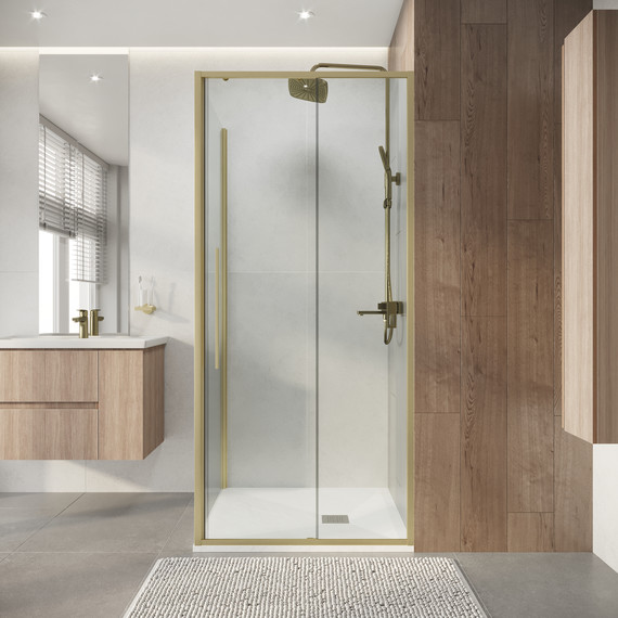 Душевое ограждение Niagara Nova 90x100 см NG-44-9ASG-A100SG-34, золото брашированное/прозрачное фото 4