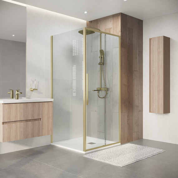 Душевое ограждение Niagara Nova 90x80 см NG-44-9ASG-A80SG-34, золото брашированное/прозрачное фото 5