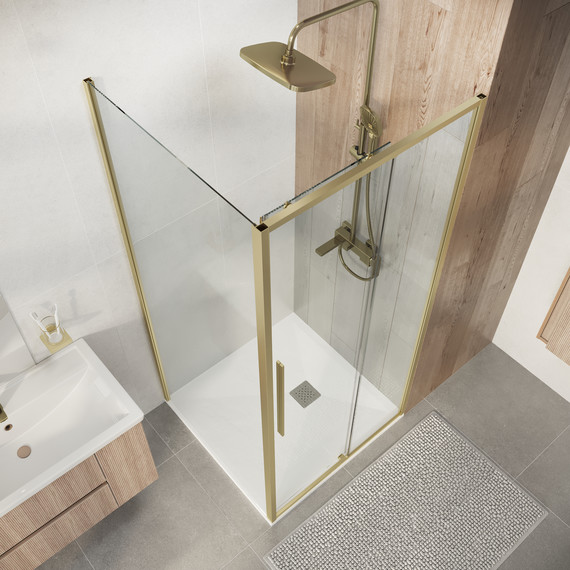 Душевое ограждение Niagara Nova 90x80 см NG-44-9ASG-A80SG-34, золото брашированное/прозрачное фото 6