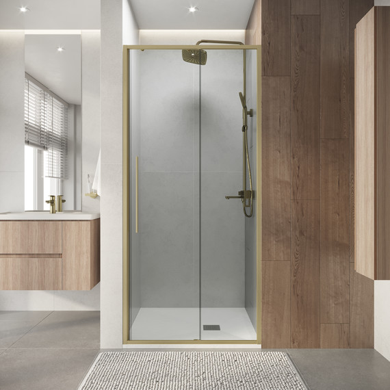 Душевая дверь Niagara Nova 100 см NG-44-10ASG, золото брашированное/прозрачное фото 4