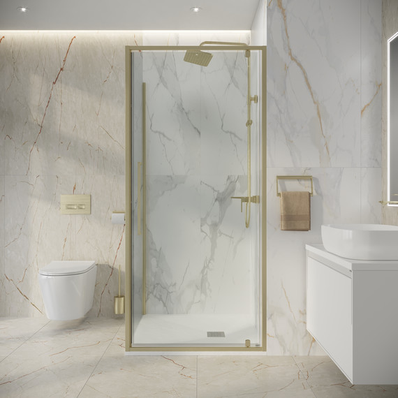 Душевое ограждение Niagara Nova 90x80 см NG-45-9ASG-A80SG-34, золото брашированное/прозрачное фото 4