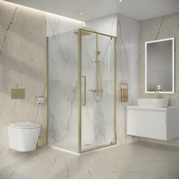 Душевое ограждение Niagara Nova 80x100 см NG-45-8ASG-A100SG-34, золото брашированное/прозрачное - 5 Душевое ограждение Niagara Nova 80x100 см NG-45-8ASG-A100SG-34, золото брашированное/прозрачное фото 5