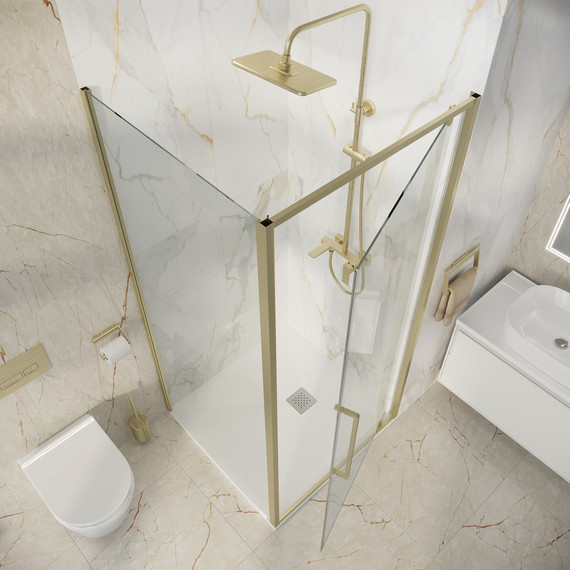 Душевое ограждение Niagara Nova 90x80 см NG-45-9ASG-A80SG-34, золото брашированное/прозрачное фото 6