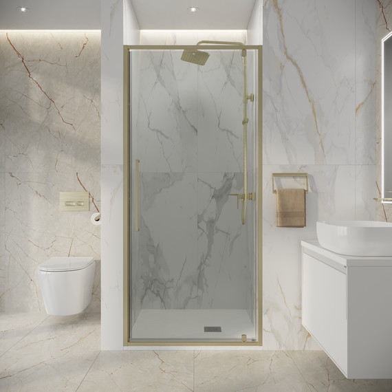 Душевая дверь Niagara Nova 80 см NG-45-8ASG, золото брашированное/прозрачное фото 4