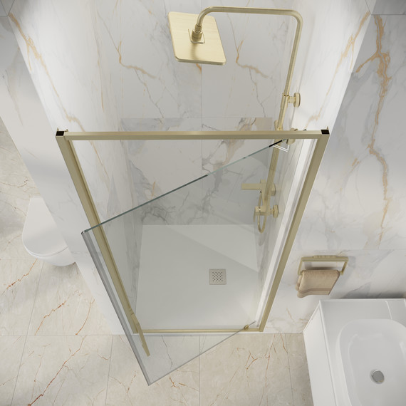 Душевая дверь Niagara Nova 80 см NG-45-8ASG, золото брашированное/прозрачное фото 6