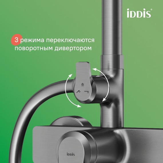 Душевая стойка Iddis Parker PARGM3Fi06, графит матовый - 8 Душевая стойка Iddis Parker PARGM3Fi06, графит матовый фото 8