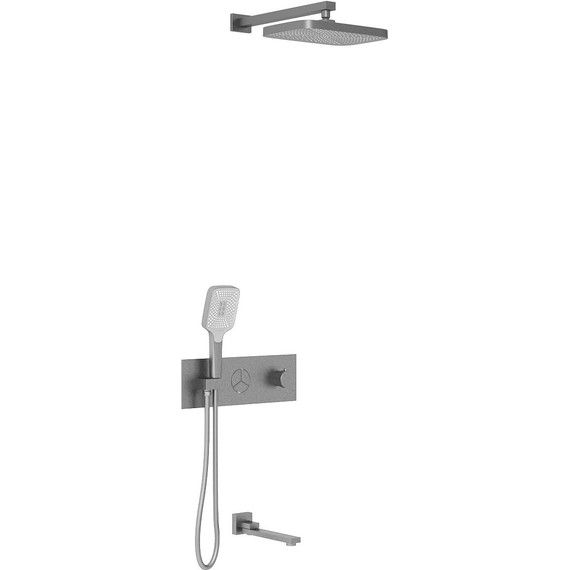 Душевая система для ванны с термостатом Vincea VSFW-432T1GM, вороненая сталь - 2 Душевая система для ванны с термостатом Vincea VSFW-432T1GM, вороненая сталь фото 2