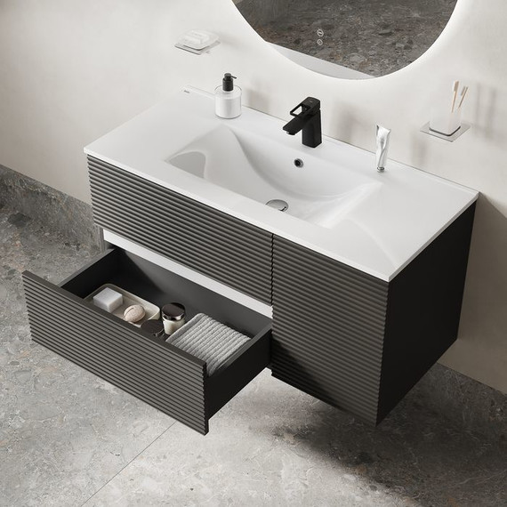 Тумба подвесная с раковиной Iddis Bild 100 см BIL10G0i95K, тёмно-серый фото 8