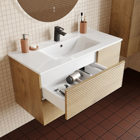 Тумба подвесная с раковиной Iddis Bild 100 см BIL10V0i95K, дуб светлый - 7 Тумба подвесная с раковиной Iddis Bild 100 см BIL10V0i95K, дуб светлый фото 7