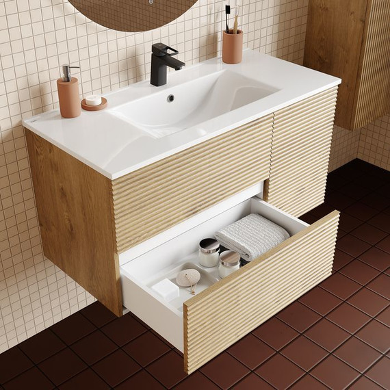 Тумба подвесная с раковиной Iddis Bild 100 см BIL10V0i95K, дуб светлый - 8 Тумба подвесная с раковиной Iddis Bild 100 см BIL10V0i95K, дуб светлый фото 8