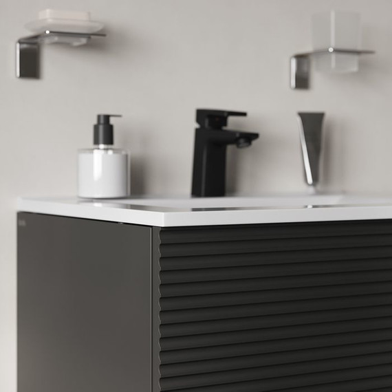 Тумба подвесная с раковиной Iddis Bild 60 см BIL60G0i95K, тёмно-серый фото 6