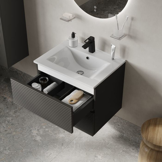 Тумба подвесная с раковиной Iddis Bild 60 см BIL60G0i95K, тёмно-серый фото 7