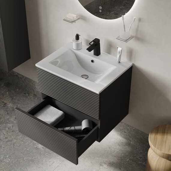 Тумба подвесная с раковиной Iddis Bild 60 см BIL60G0i95K, тёмно-серый фото 8