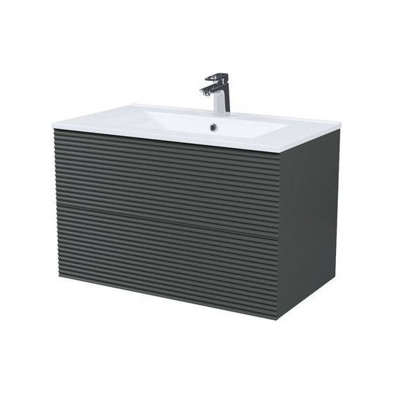 Тумба подвесная с раковиной Iddis Bild 80 см BIL80G0i95K, тёмно-серый фото 2