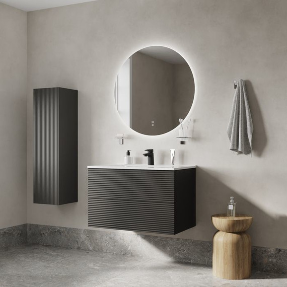 Тумба подвесная с раковиной Iddis Bild 80 см BIL80G0i95K, тёмно-серый фото 5