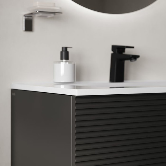 Тумба подвесная с раковиной Iddis Bild 80 см BIL80G0i95K, тёмно-серый фото 6