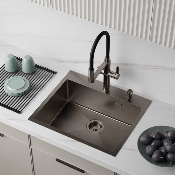 Кухонная мойка Iddis Haze HAZ59GMi77, графит матовый фото 3