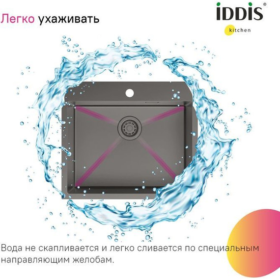 Кухонная мойка Iddis Haze HAZ59GMi77, графит матовый фото 9