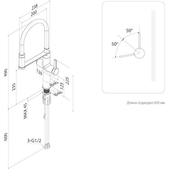 Смеситель для кухни Iddis Ikon IKNGMFFi05, графит матовый, Цвет производителя: графит матовый фото 6