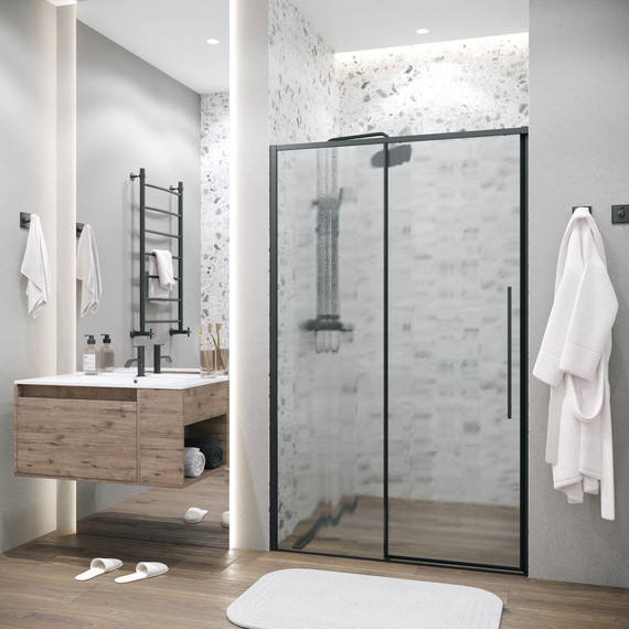 Душевая дверь Grossman Galaxy 110 см 100.K33.01.110.21.02, чёрный матовый/шиншилла - 4 Душевая дверь Grossman Galaxy 110 см 100.K33.01.110.21.02, чёрный матовый/шиншилла фото 4