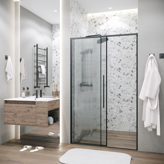 Душевая дверь Grossman Galaxy 110 см 100.K33.01.110.21.02, чёрный матовый/шиншилла - 6 Душевая дверь Grossman Galaxy 110 см 100.K33.01.110.21.02, чёрный матовый/шиншилла фото 6